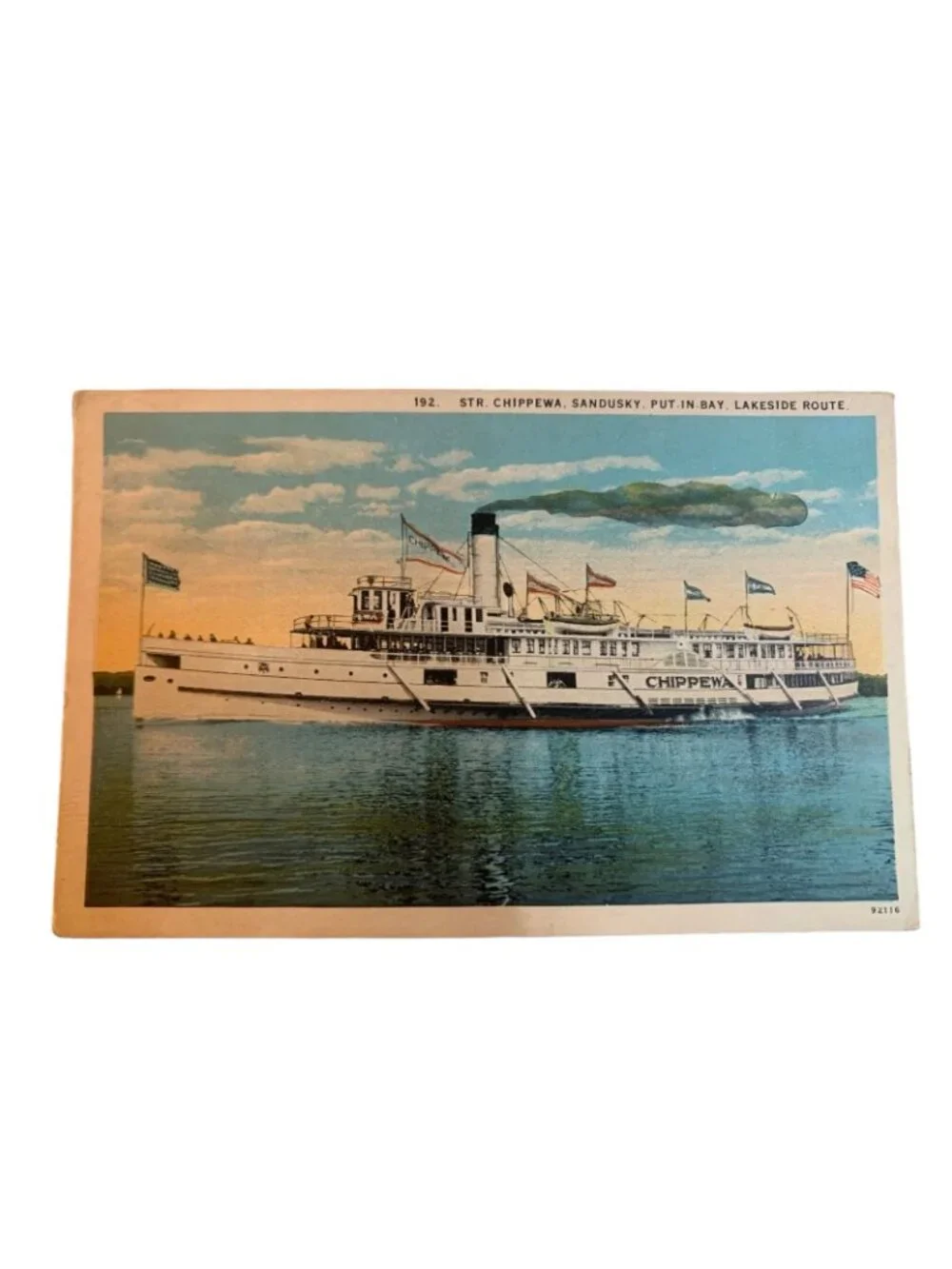 Vintage STR Chippewa Sandusky OH Put-In-Bay Steamer Postcard